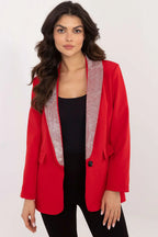Women's Blazer - One-Button Solid Satin - Regular Fit Hip-Length - Red | Italy Moda – Blazer | GUOCALI