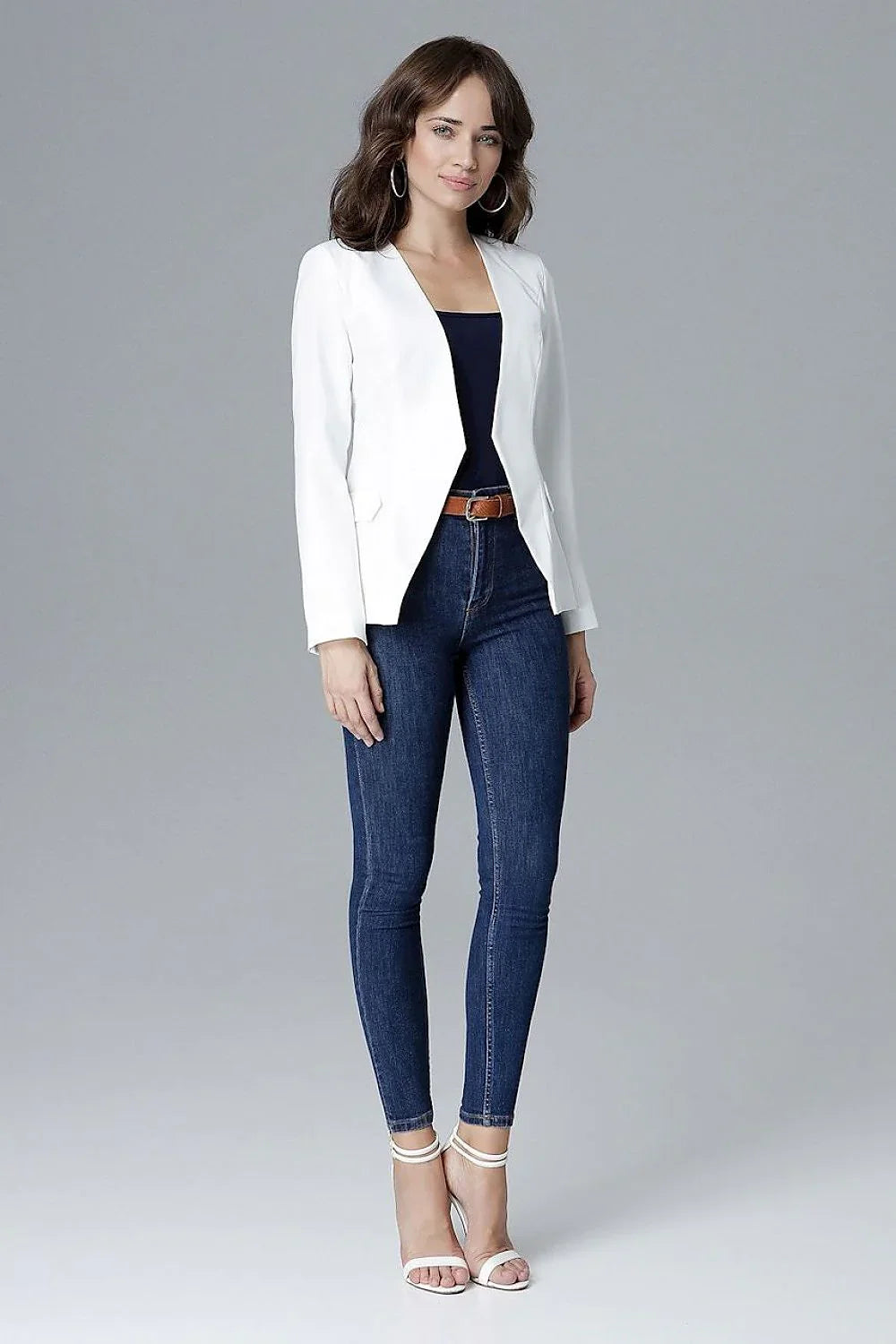 Women's Blazer - Open-Front Solid Lace - Slim Fit Hip-Length - Beige – Blazer | GUOCALI