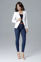 Women's Blazer - Open-Front Solid Lace - Slim Fit Hip-Length - Beige – Blazer | GUOCALI – view 2