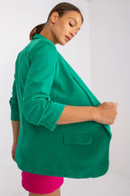 Women's Blazer - Open-Front Solid - Regular Fit Hip-Length - Green – Blazer | GUOCALI – view 3