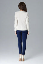 Women's Blazer - Single-Breasted Solid Lace - Slim Fit Hip-Length - Beige – Blazer | GUOCALI – view 3