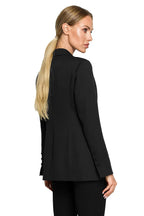 Women's Blazer - Single-Breasted Solid Linen - Slim Fit Hip-Length - Black – Blazer | GUOCALI – view 3