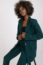 Women's Blazer - Single-Breasted Solid Satin - Regular Fit Hip-Length - Green – Suit Jacket | GUOCALI