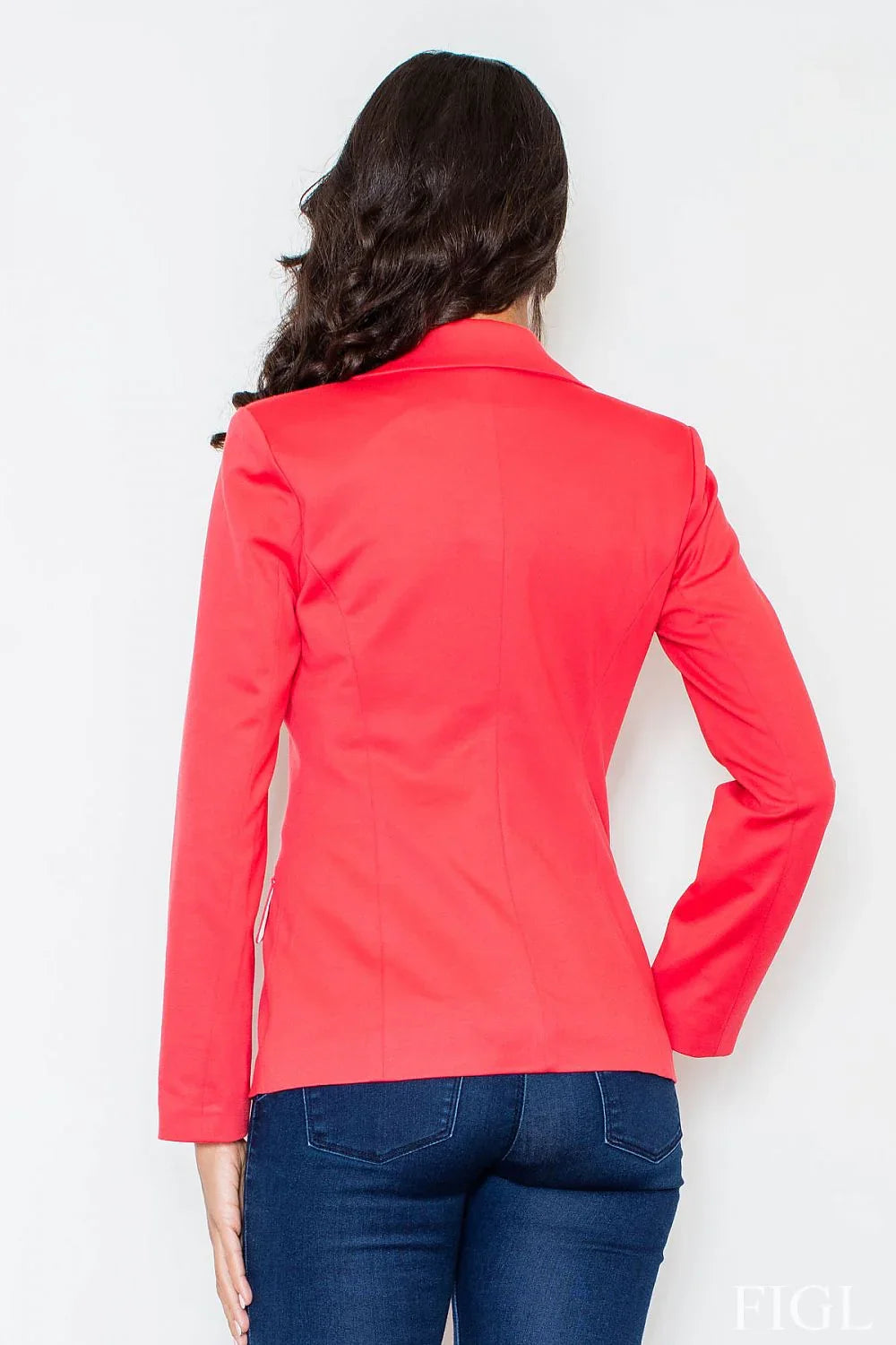 Women's Blazer - Single-Breasted Solid - Slim Fit Hip-Length - Red – Blazer | GUOCALI – view 3