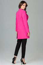 Women's Blazer - Single-Breasted Solid Wool - Regular Fit Thigh-Length - Pink – Blazer | GUOCALI – view 3