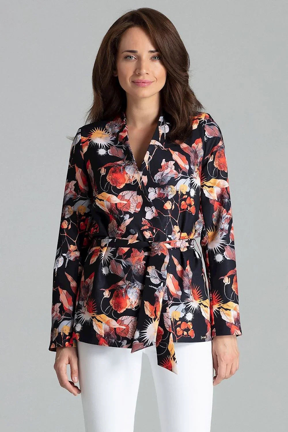 Women's Blazer - Tie-Waist Wrap Floral Lace - Slim Fit Hip-Length - Black – Blazer | GUOCALI