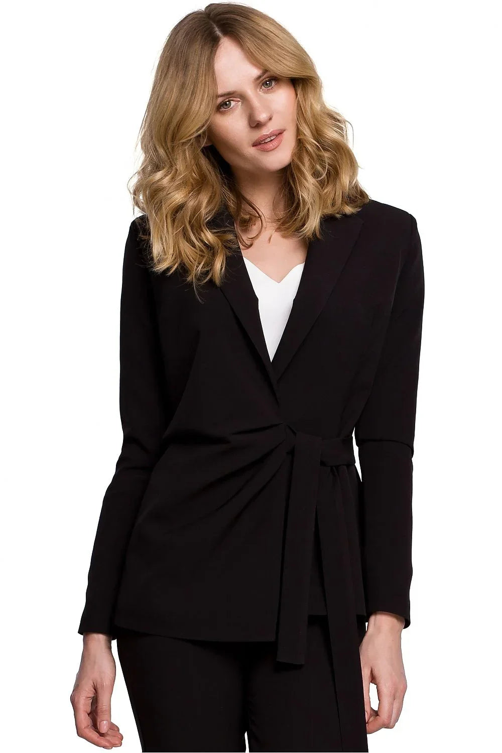 Women's Blazer - Tie-Waist Wrap Solid Lace - Slim Fit Hip-Length - Black – Suit Jacket | GUOCALI