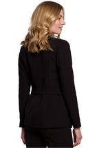 Women's Blazer - Tie-Waist Wrap Solid Lace - Slim Fit Hip-Length - Black – Suit Jacket | GUOCALI – view 3