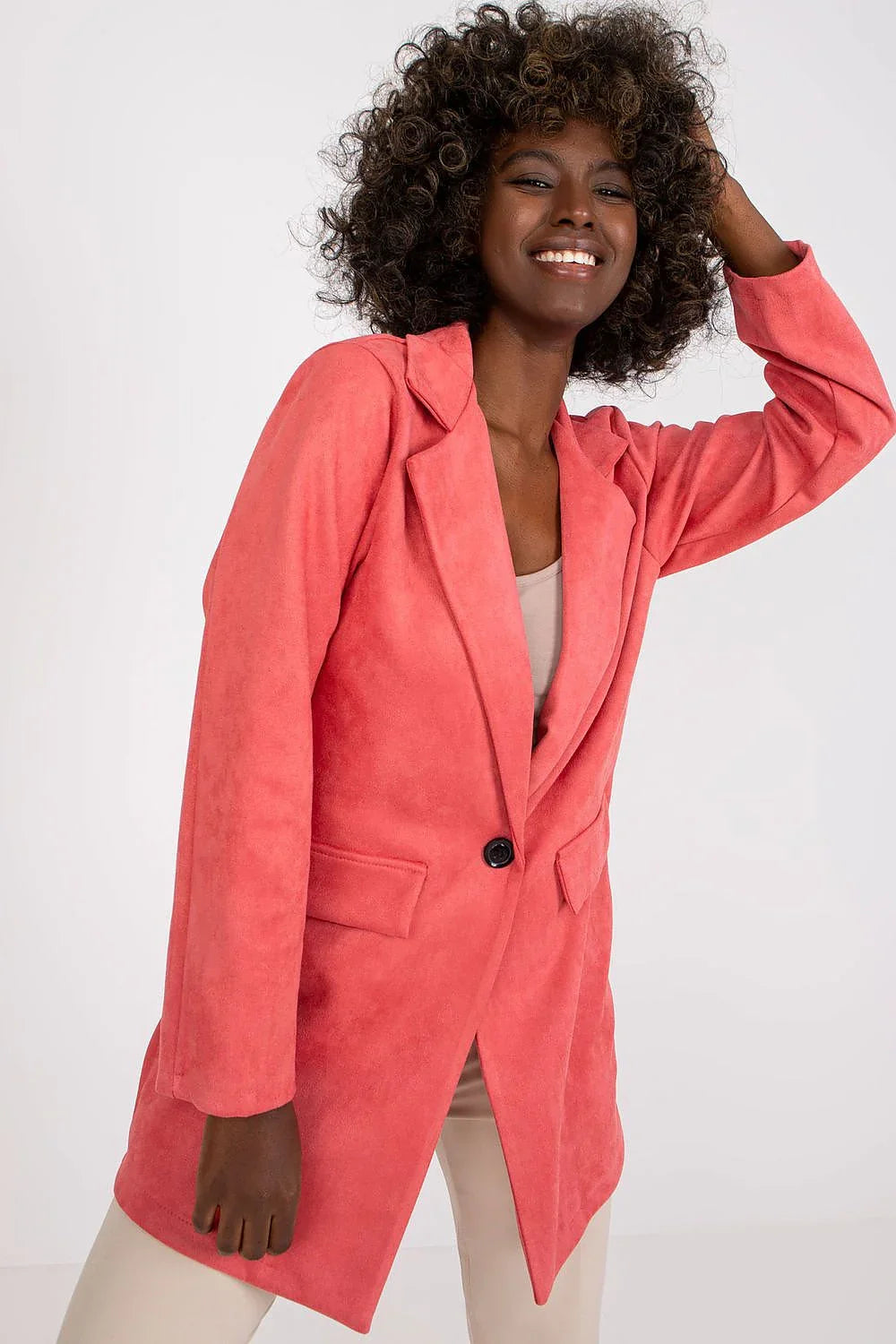 Women's Blazer - Zip-Front Solid - Regular Fit Hip-Length - Pink – Blazer | GUOCALI