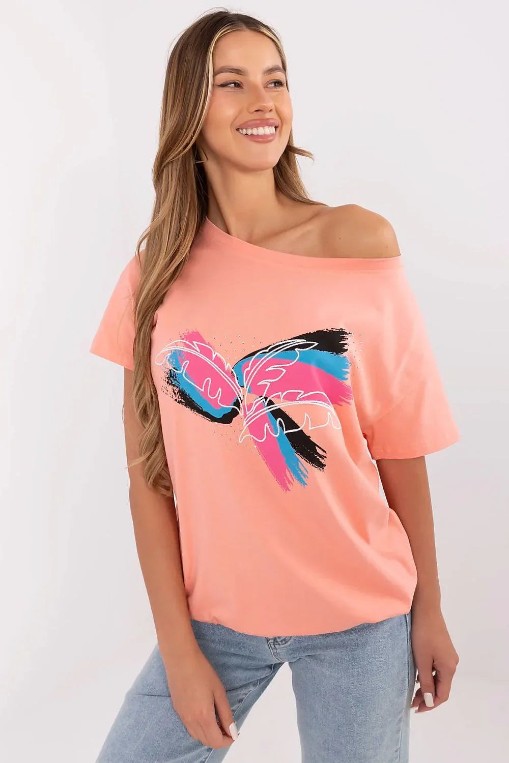 Women's Boat-Neck Stretch T-Shirt – Pink – T-Shirt | GUOCALI