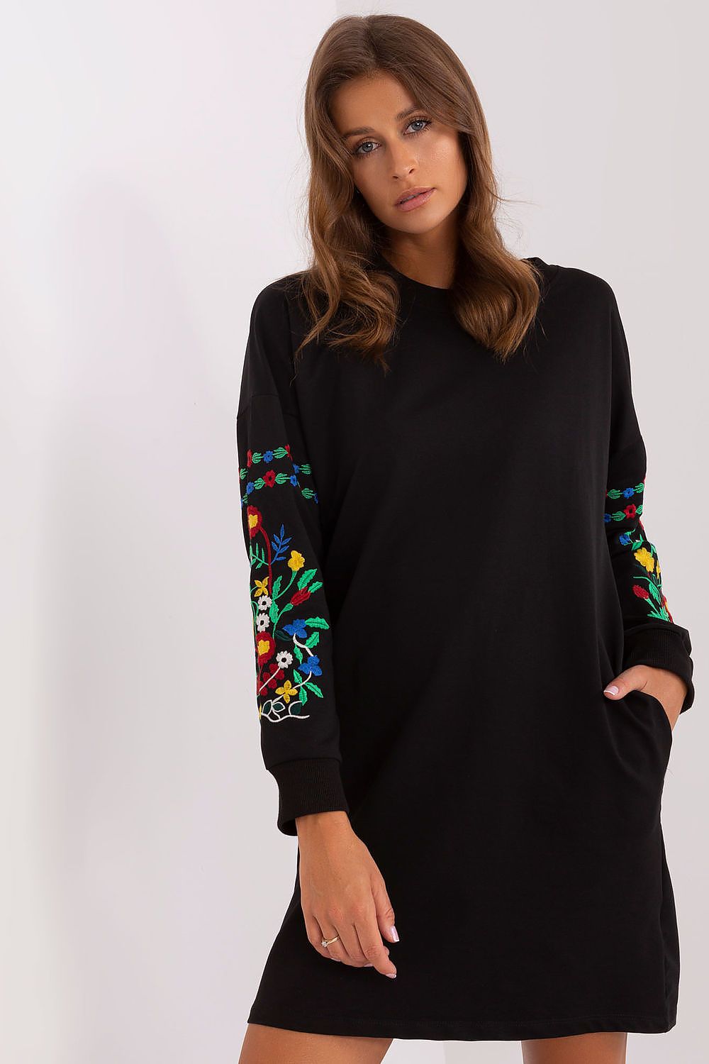 Women’s Grey Relaxed Above-Knee Long Sleeve Dress - Guocali