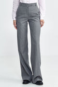 Women's High-Waist Pinstripe Fitted Trousers – Grey – Trousers | GUOCALI