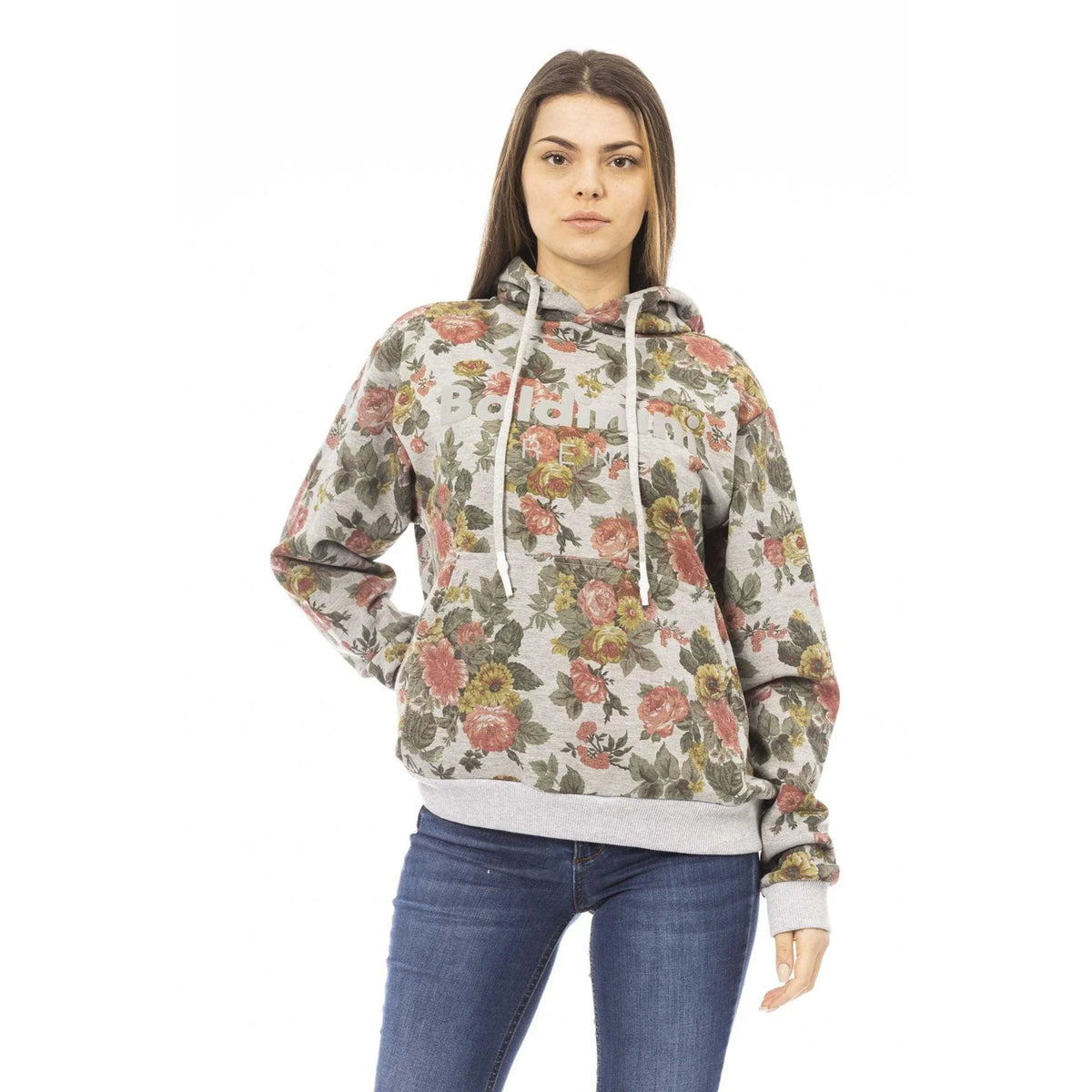 Women's hoodie Baldinini Trend Floral Graphic Logo Grey – main view