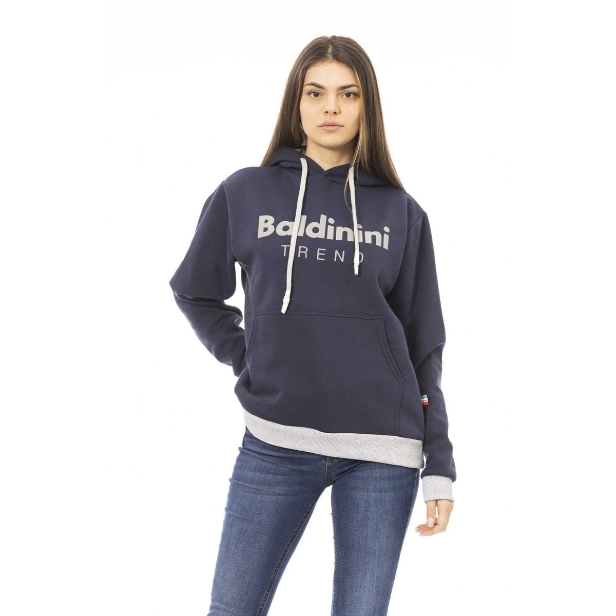 Women's hoodie Baldinini Trend Logo Kangaroo Pocket Navy – main view