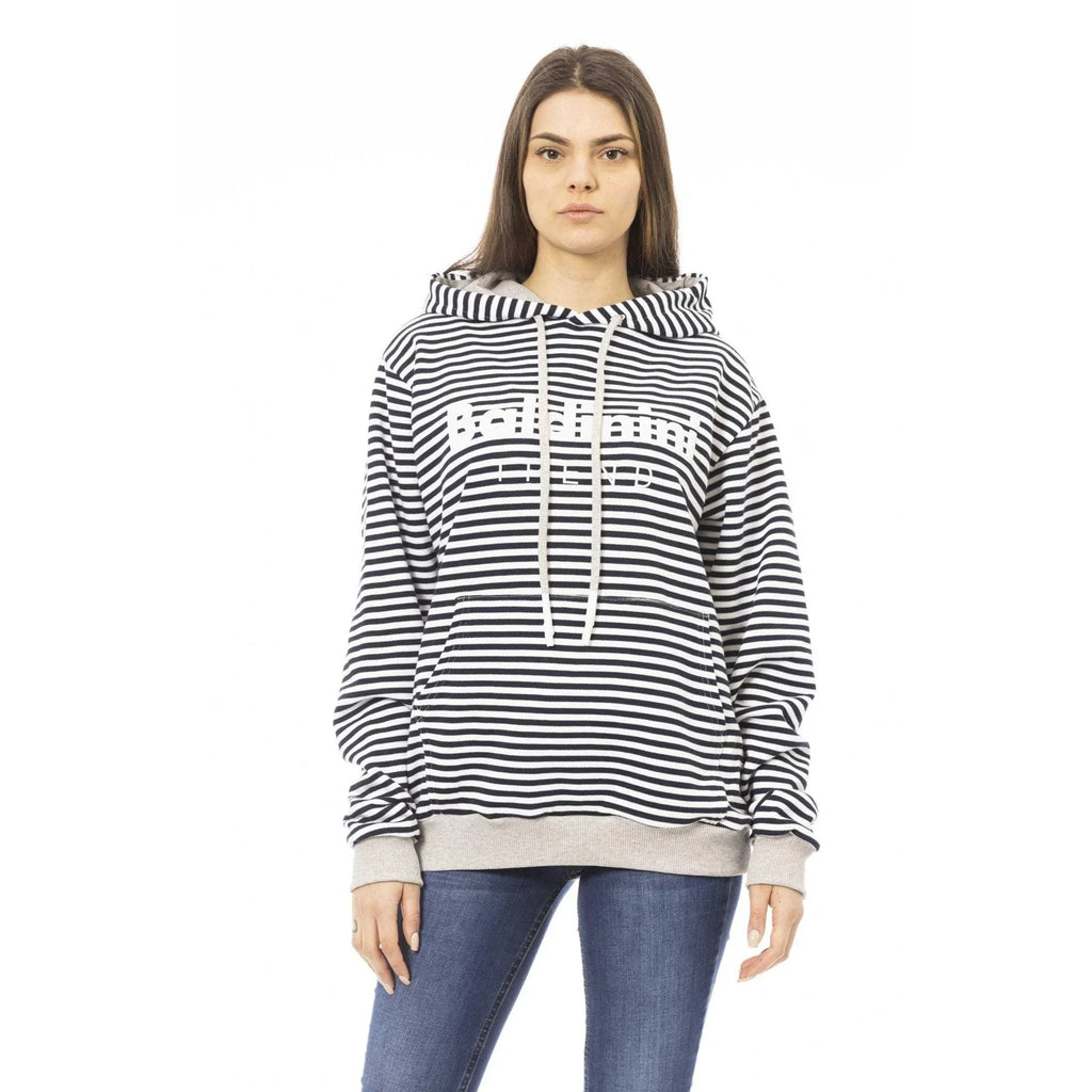 Women's hoodie Baldinini Trend Striped Logo Black White – main view