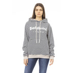 Women's hoodie Baldinini Trend Striped Logo Black White – main view