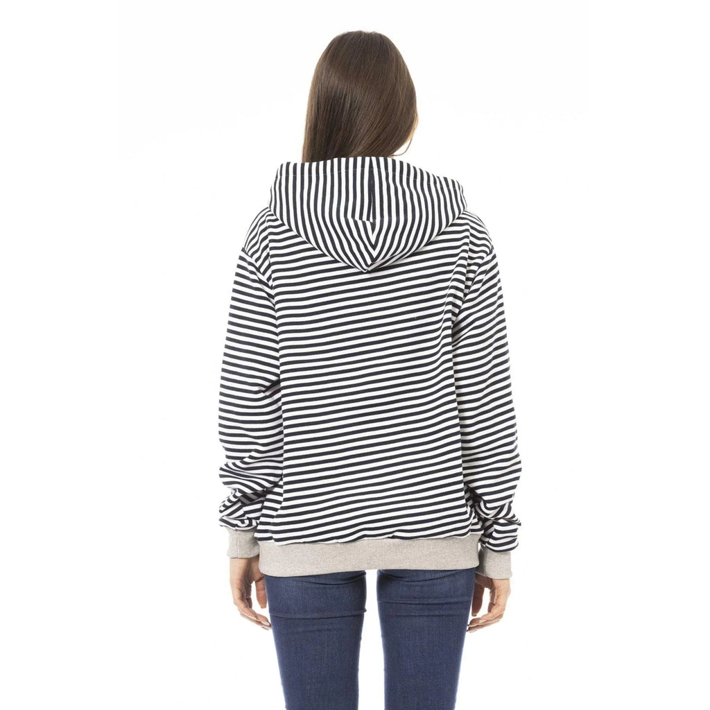 Women's hoodie Baldinini Trend Striped Logo Black White – view 3