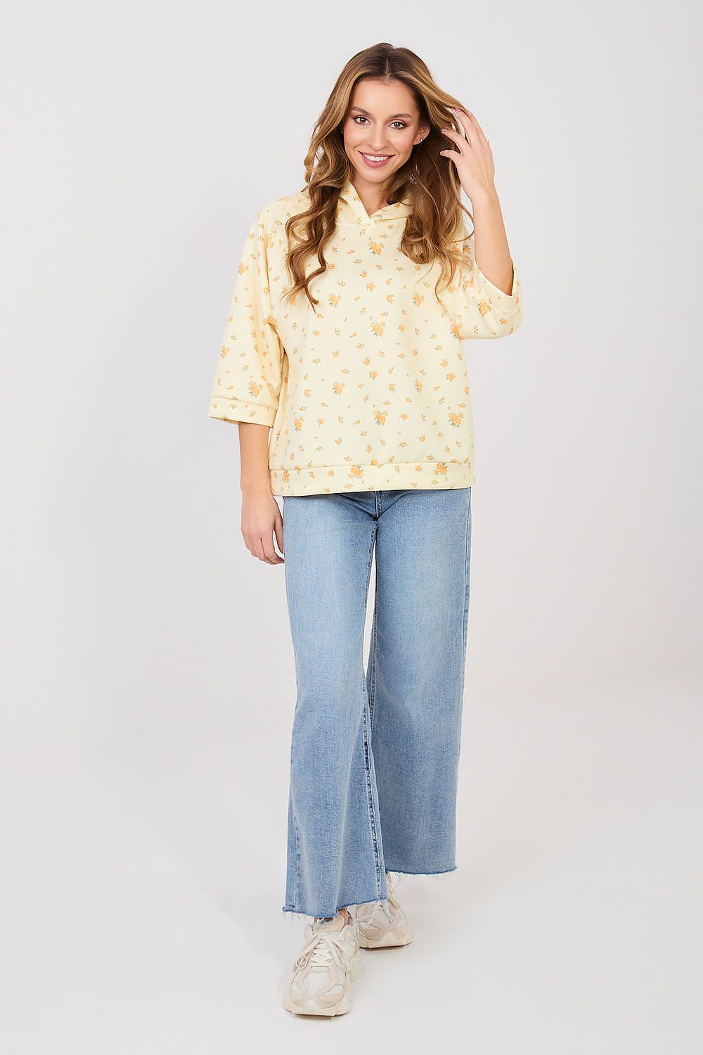 Women's Hoodie Floral Print Three-Quarter Sleeve – Hoodie | GUOCALI