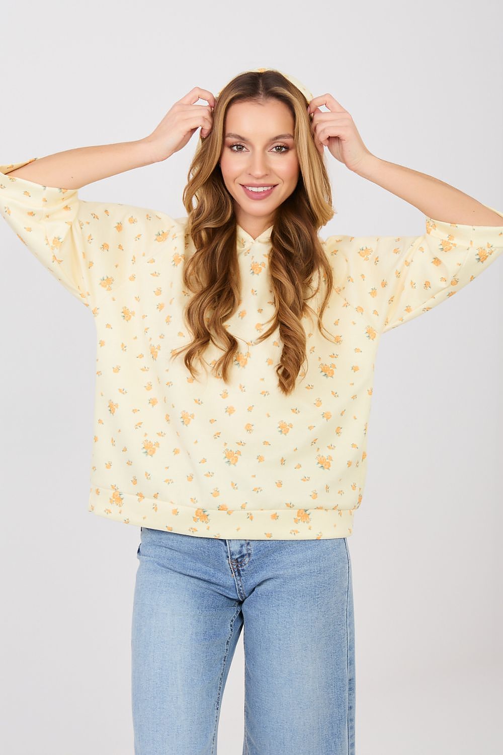 Women's Hoodie Floral Print Three-Quarter Sleeve – Hoodie | GUOCALI – view 4
