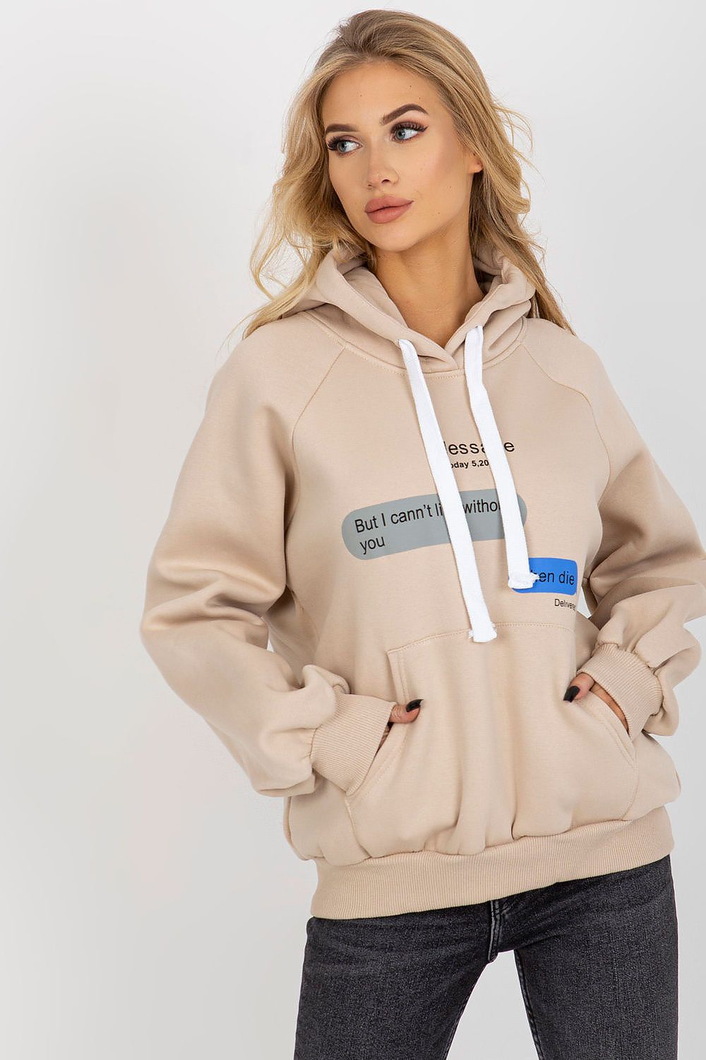 Women's Hoodie Graphic Print Kangaroo Pocket Beige – Hoodie | GUOCALI