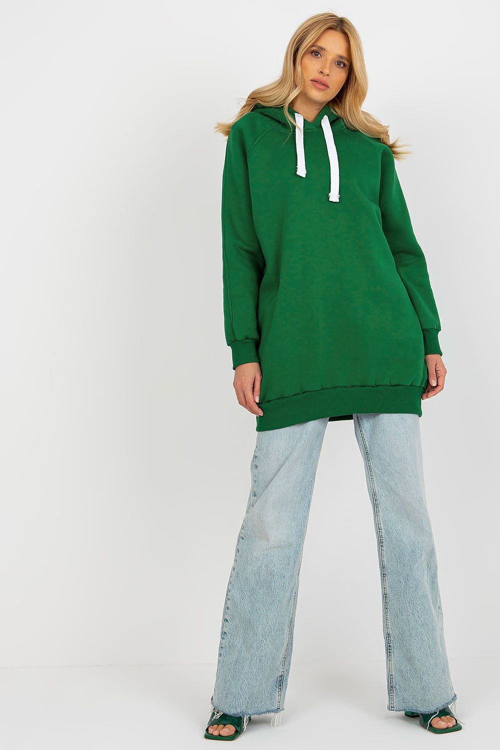 Women's Hoodie Longline Drawstring Hood Side Pockets – Hoodie | GUOCALI – view 2