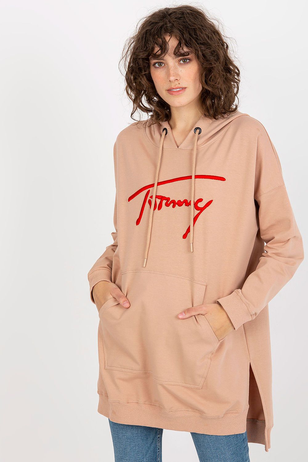Women's Hoodie Longline Side Slits Kangaroo Pocket – Hoodie | GUOCALI – view 7