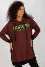 Women's Hoodie Longline Side Slits Logo Patch Drawstring – Hoodie | GUOCALI – view 2