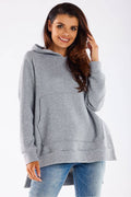 Women's Hoodie Oversized Asymmetric Hem Grey – Hoodie | GUOCALI