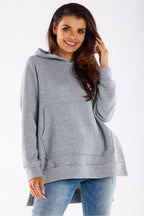 Women's Hoodie Oversized Asymmetric Hem Grey – Hoodie | GUOCALI