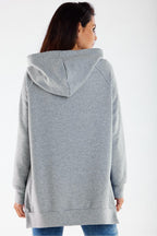 Women's Hoodie Oversized Asymmetric Hem Grey – Hoodie | GUOCALI – view 3