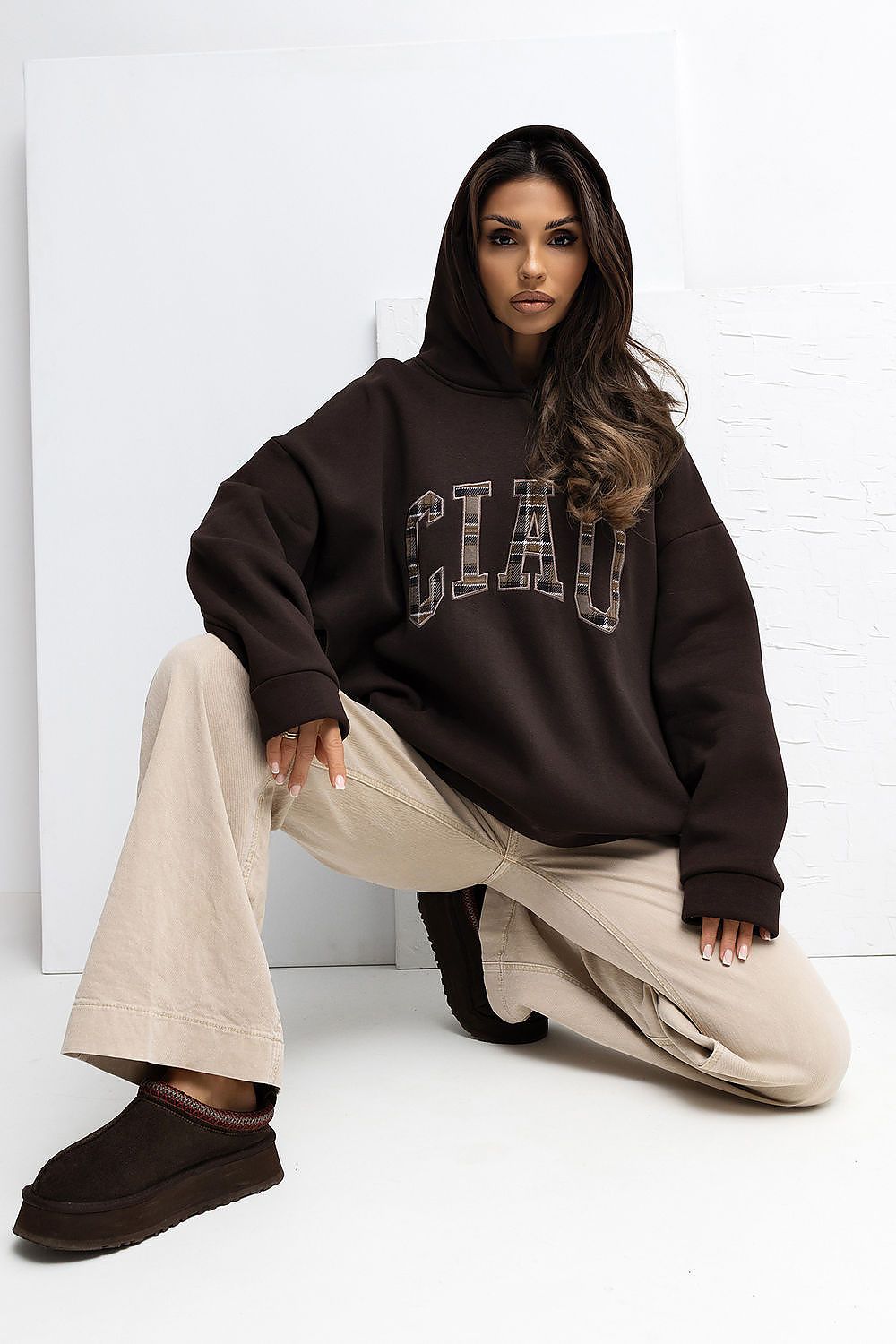 Women's Hoodie Oversized Embroidered Lettering Cotton Blend – Hoodie | GUOCALI