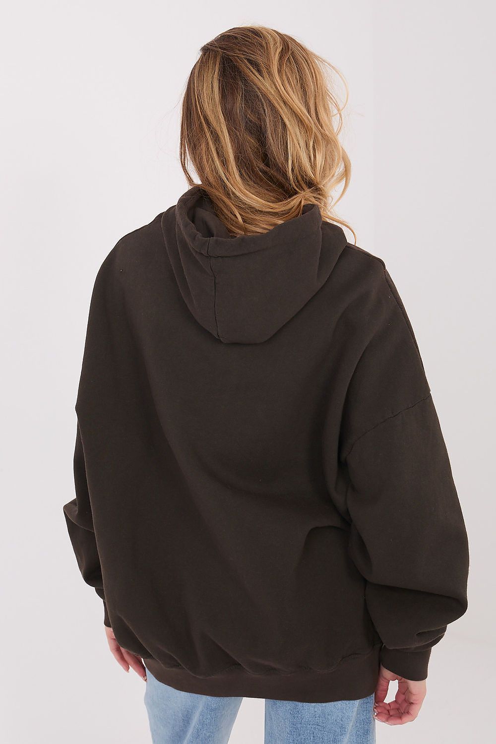 Women's hoodie brown kangaroo pocket casual view