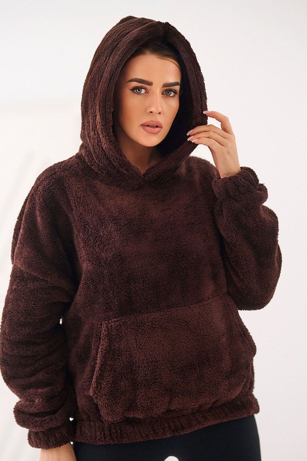 Women's Hoodie Teddy Bear Motif Kangaroo Pocket Lined – Hoodie | GUOCALI – view 19