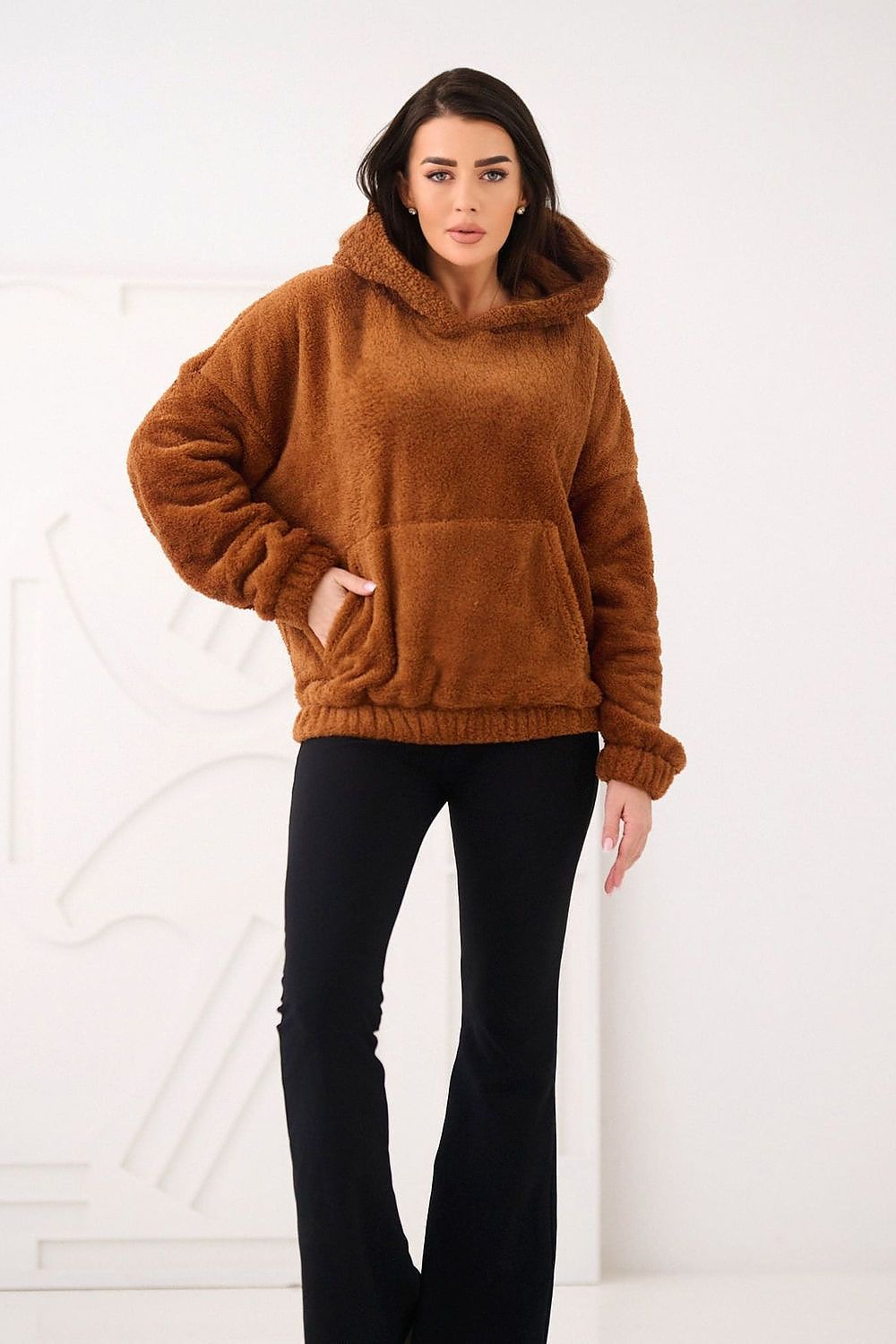 Women's Hoodie Teddy Bear Motif Kangaroo Pocket Lined – Hoodie | GUOCALI – view 26