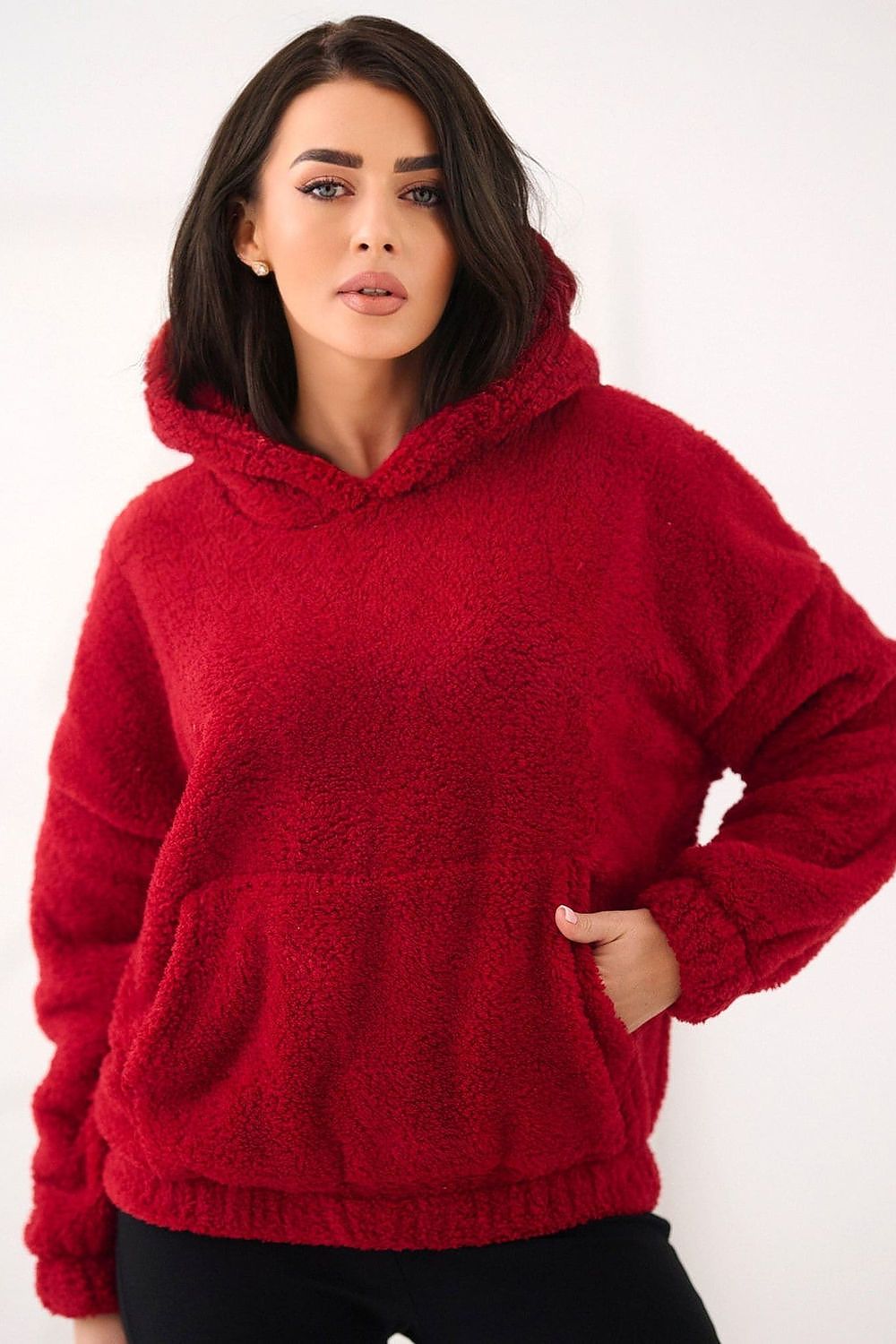 Women's Hoodie Teddy Bear Motif Kangaroo Pocket Lined – Hoodie | GUOCALI – view 8