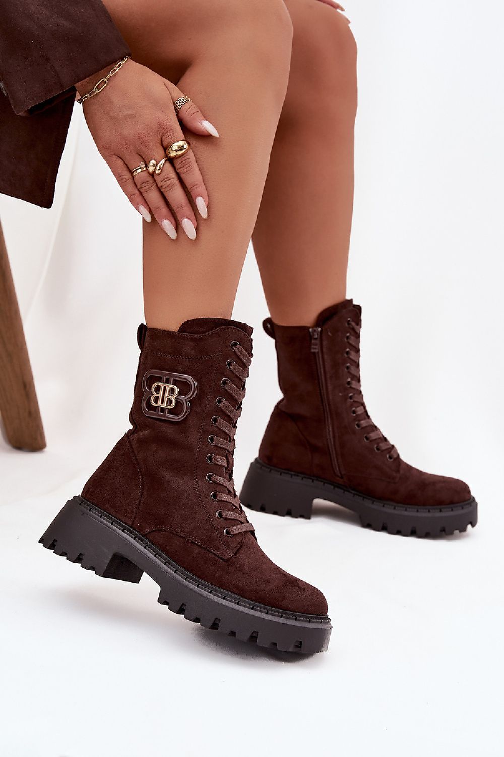 Women's Lace-Up Zip Worker Boots – Boots | GUOCALI