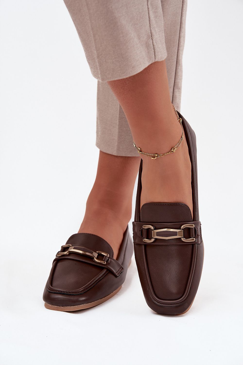 Women's Low-Heel Loafers – Brown – Loafers | GUOCALI – view 3