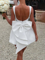 Women's Pearl Bow Fashion Slim Short Skirt Back Hot Girl A-Line Dress-Skirt-GUOCALI