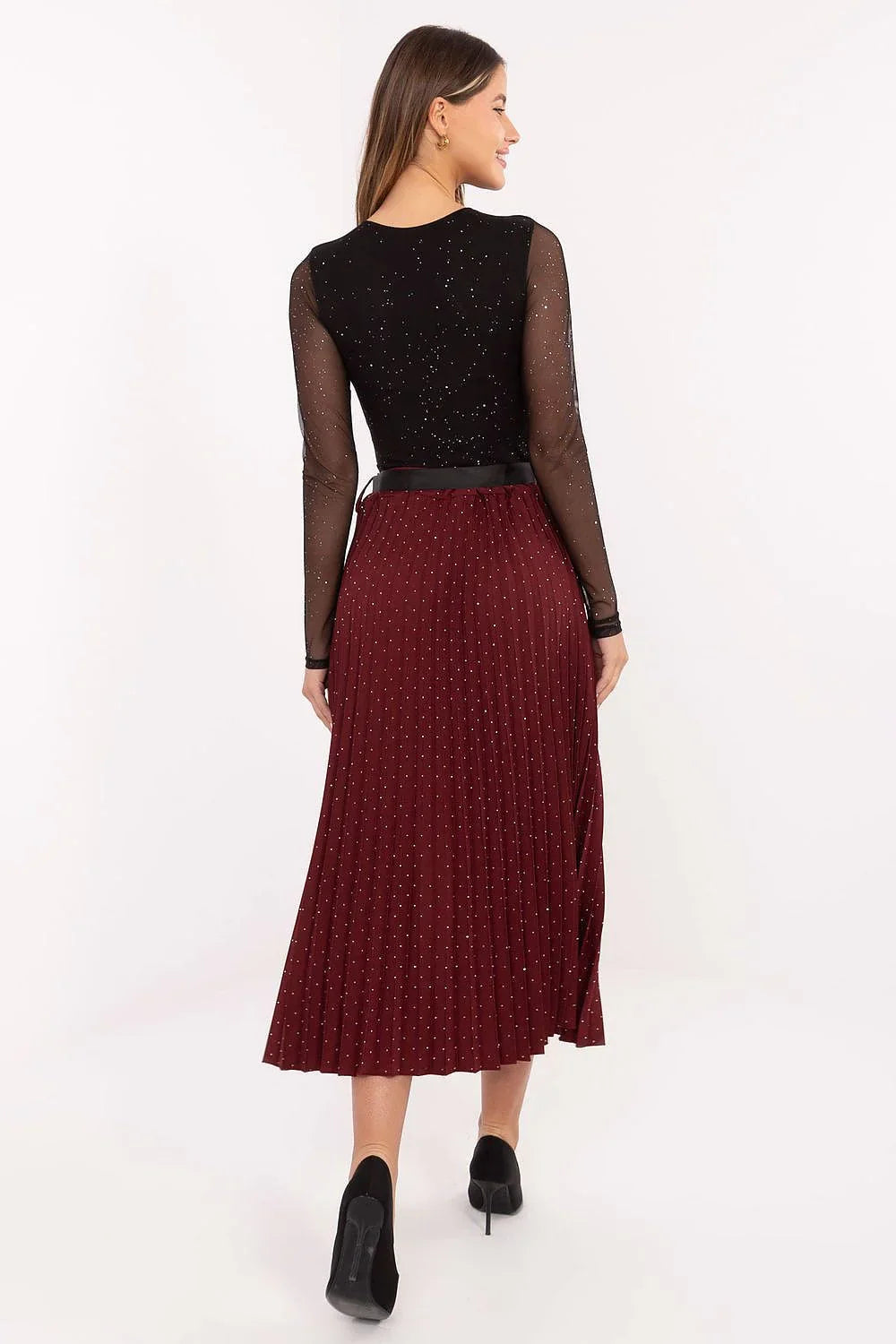 Women's Pleated Viscose Midi Skirt – Skirt | GUOCALI – view 2