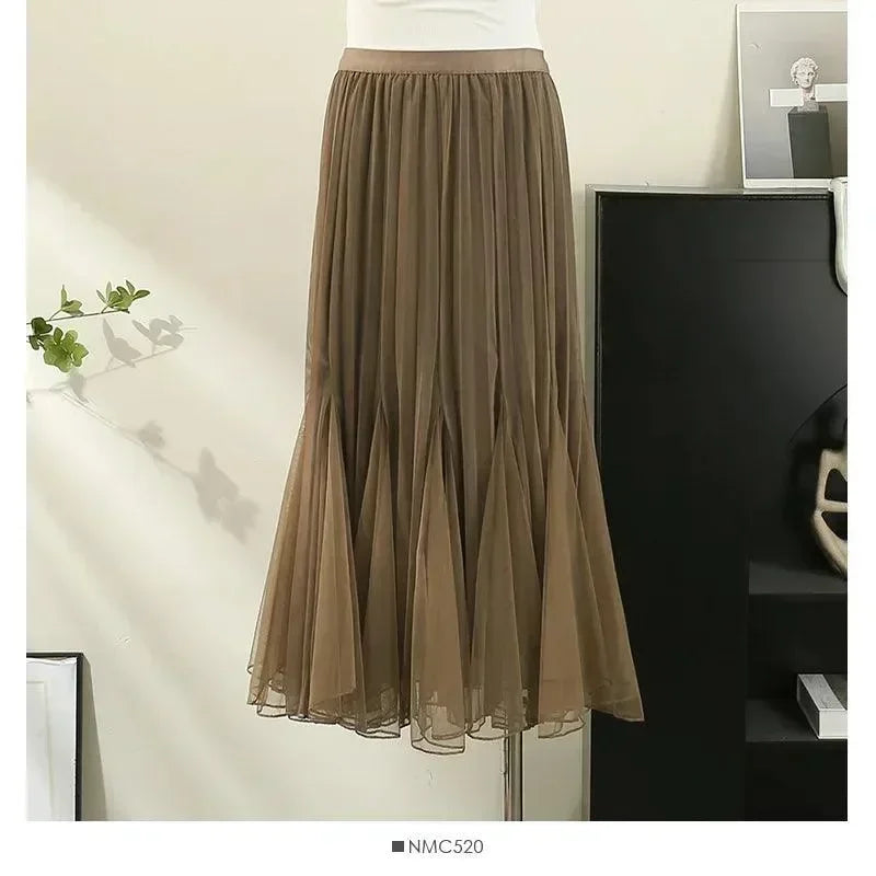 Women's Reversible Pleated High-Waist Midi Skirt – Skirt | GUOCALI – view 7
