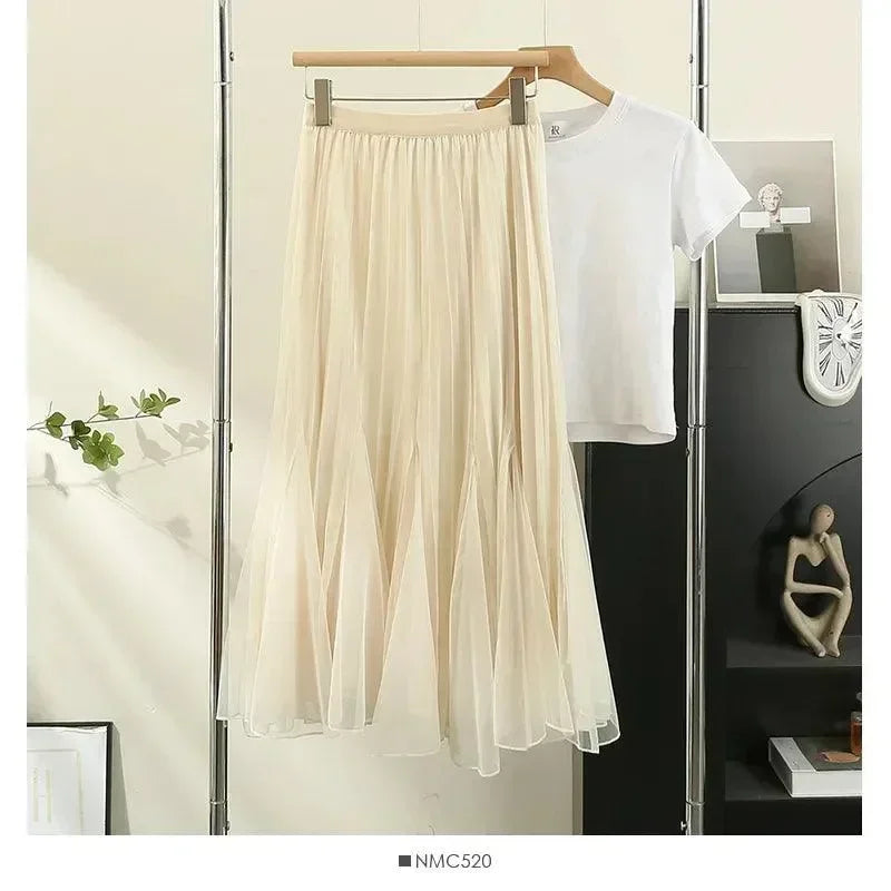 Women's Reversible Pleated High-Waist Midi Skirt – Skirt | GUOCALI – view 8