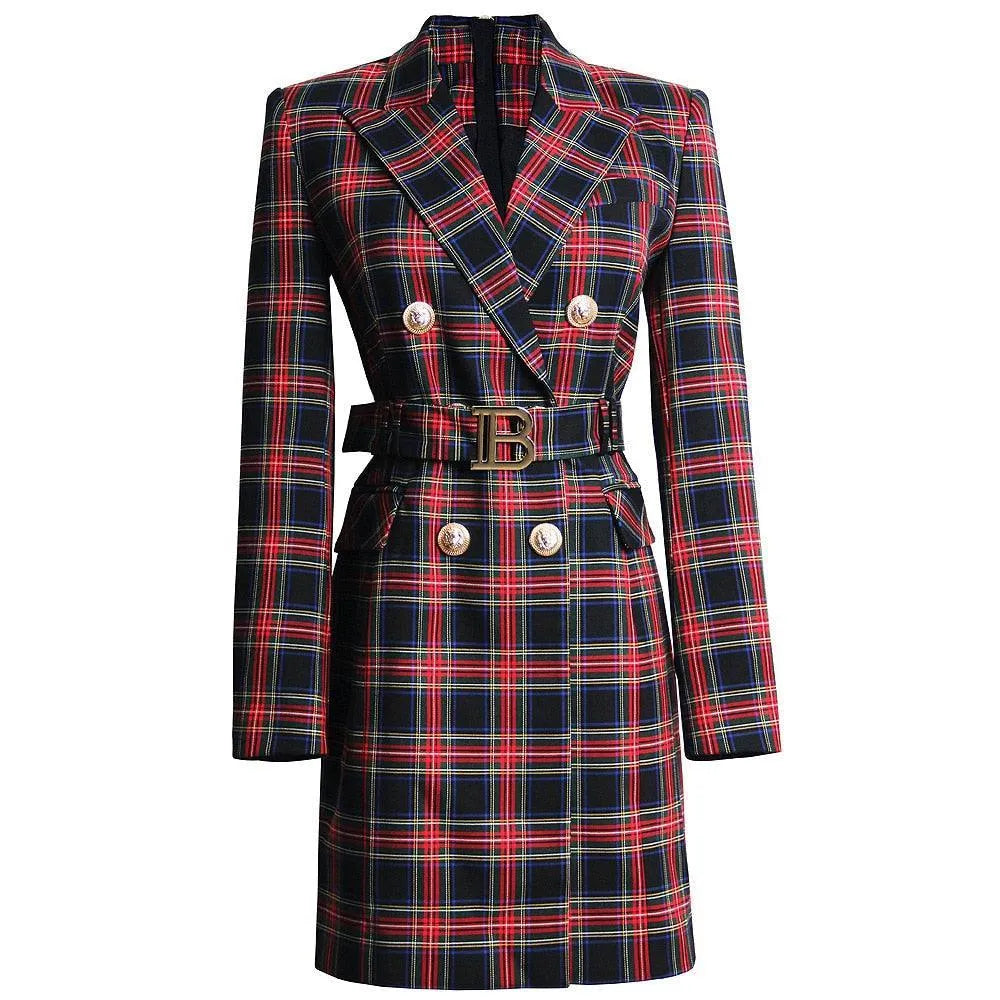 Women's Structured Double-Breasted Belted Blazer – Blazer | GUOCALI