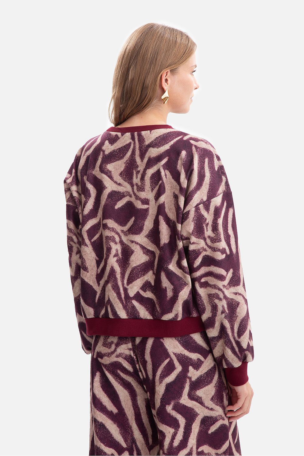 Women's Sweatshirt Animal Print Brushed Knit Crew Neck – Sweatshirt | GUOCALI – view 3