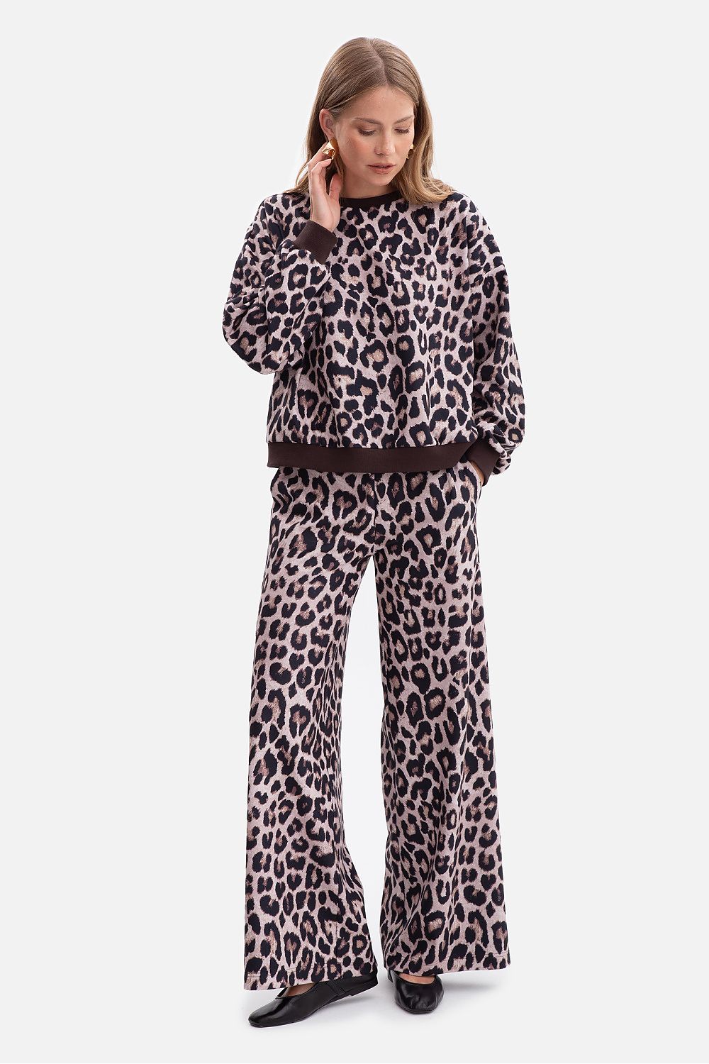 Women's Sweatshirt Animal Print Brushed Knit Crew Neck – Sweatshirt | GUOCALI – view 6