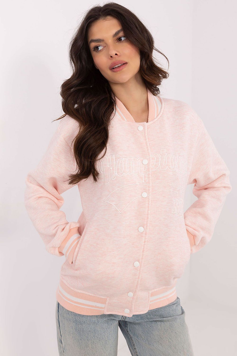 Women's Sweatshirt Collarless Button Front Letter Print – Sweatshirt | GUOCALI – view 4