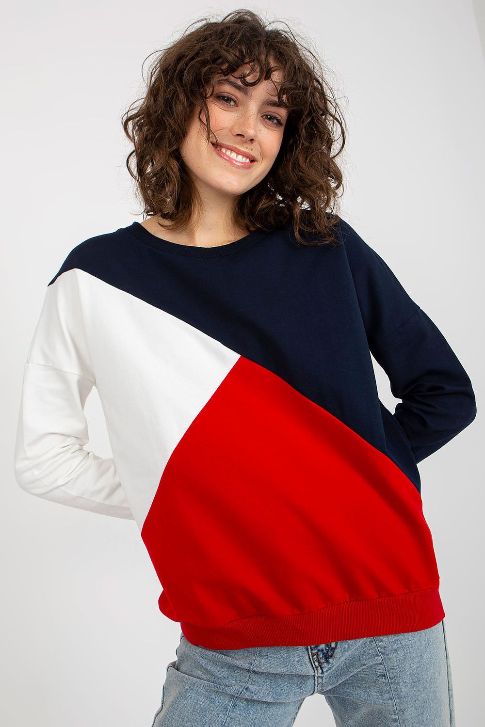 Women's Sweatshirt Color Block Crew Neck Cotton Blend – Sweatshirt | GUOCALI – view 8