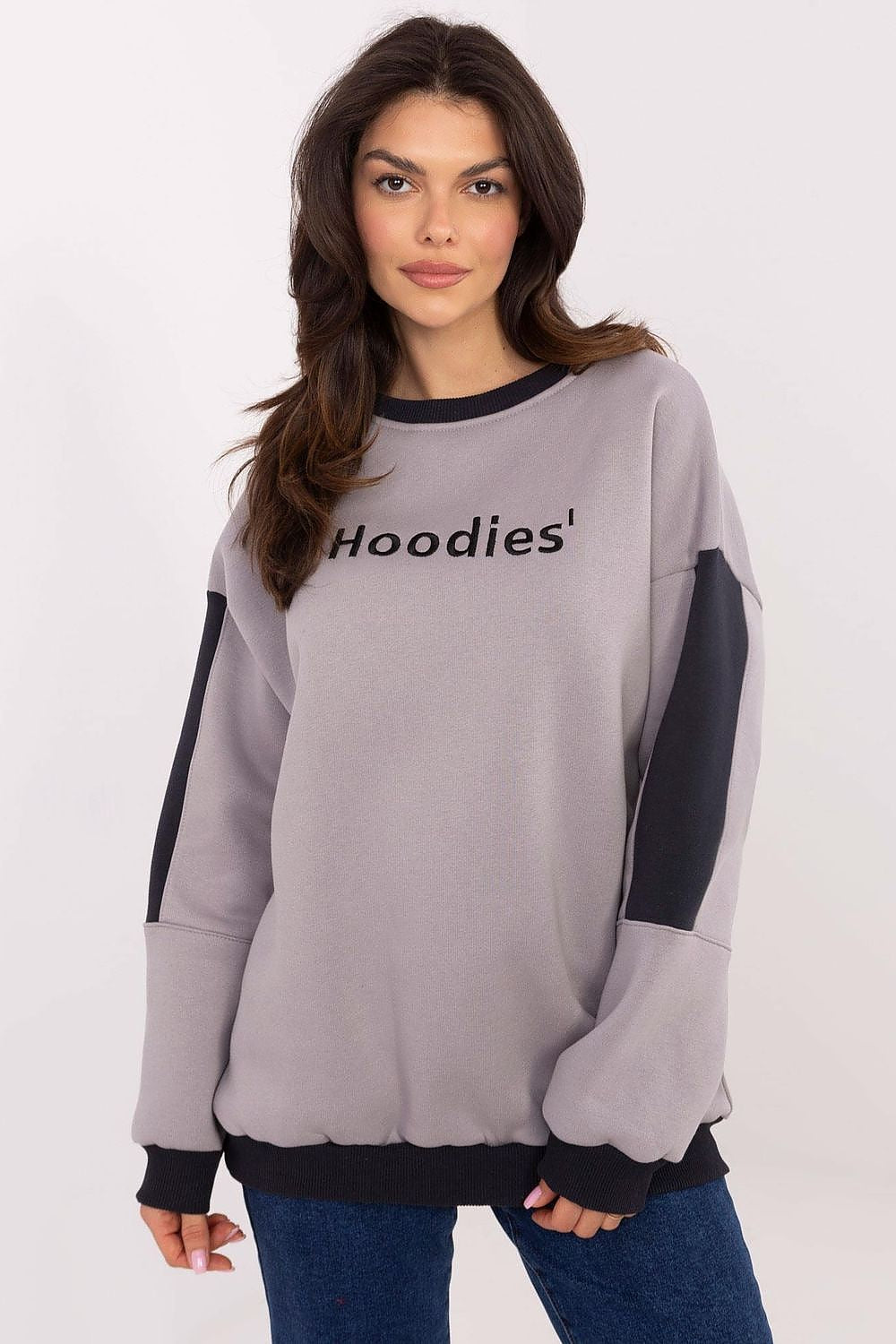 Women's Sweatshirt Crew Neck Embroidered Patches Cotton Blend – Sweatshirt | GUOCALI – view 7