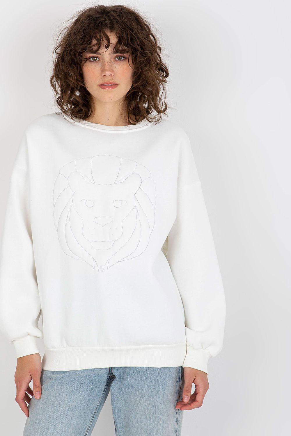 Women's Sweatshirt Crew Neck Front Embroidery Cotton Blend – Sweatshirt | GUOCALI – view 9