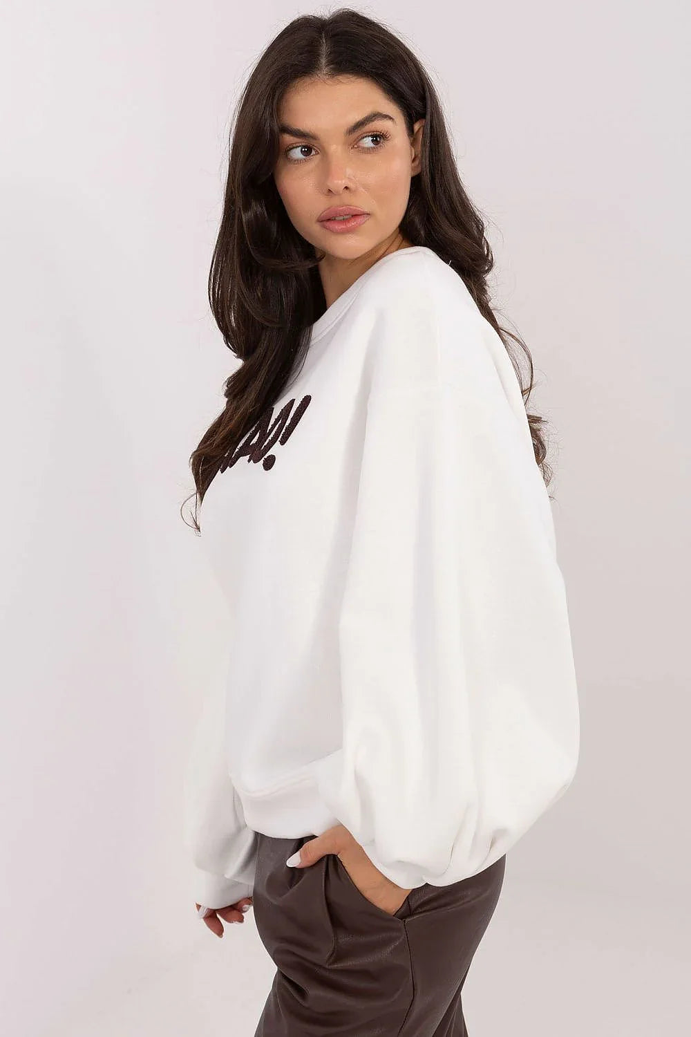 Women's sweatshirt Crew Neck Graphic Waist Length Cotton Stretch – view 10