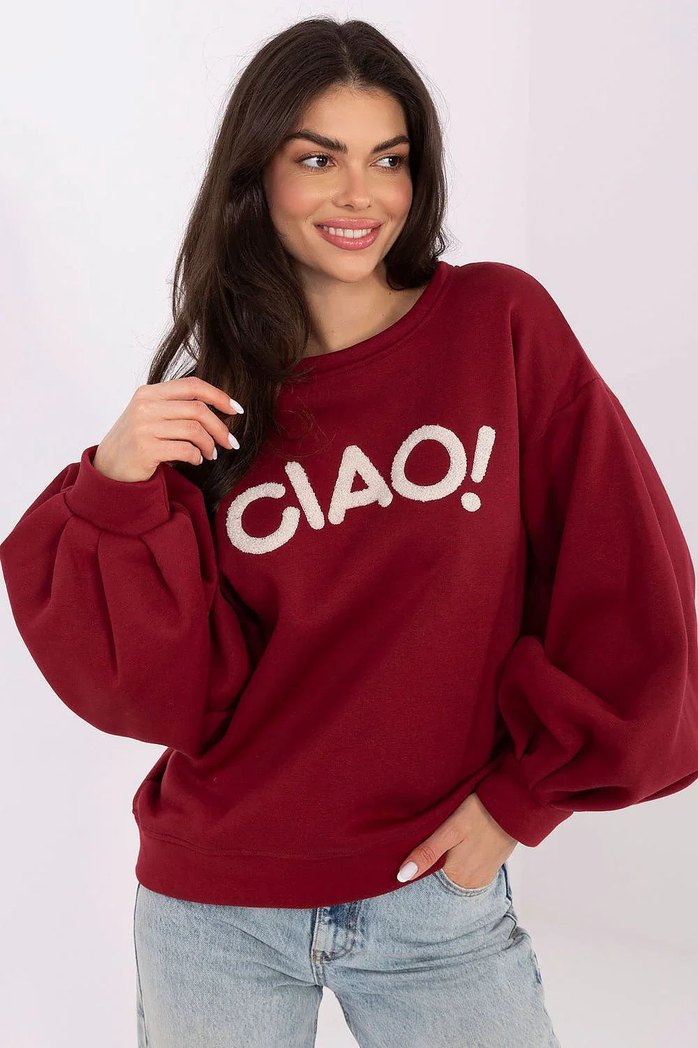 Women's sweatshirt Crew Neck Graphic Waist Length Cotton Stretch – view 12